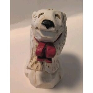 1995 Polar Bear Figure By David Frykman Christmas Holiday Red Bow Folk Art